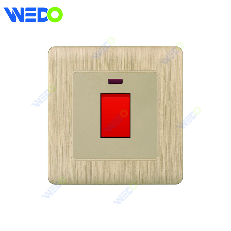 C20 86mm*86mm Home Switch White/silver/gold 45A Small Button Light Electric Wall Switch PC Cover with IEC Certificate