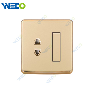 S1 Series 1 Gang Switch 2 Pin Socket 16A Socket 250V Light Electric Wall Switch Socket 86*146cm PC Material with Chrome Frame Home Switches