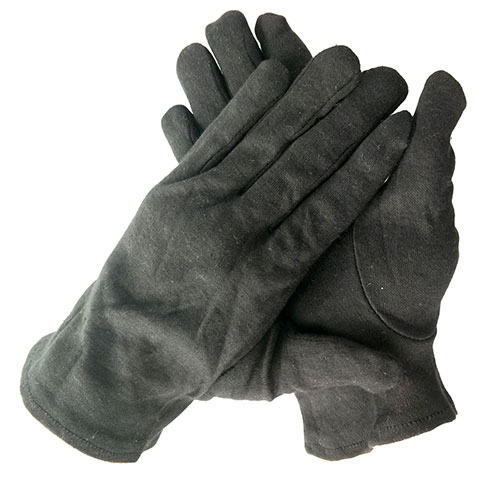 Black Cotton Factory Jewelry Inspection Work Gloves 