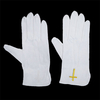 White Cotton Golden Cross Embroidery Church Gloves