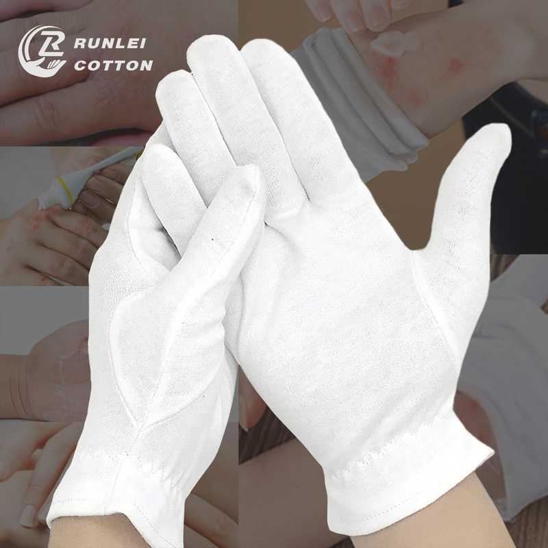 100% White Cotton Multi-Purpose Eczema Moisturizing Gloves