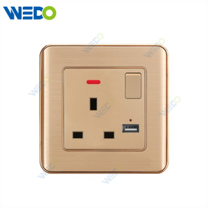 C32 Aluminium New Design Customized Factory Pc Wall Switch And Socket 13A Switched Socket with Neon+USB