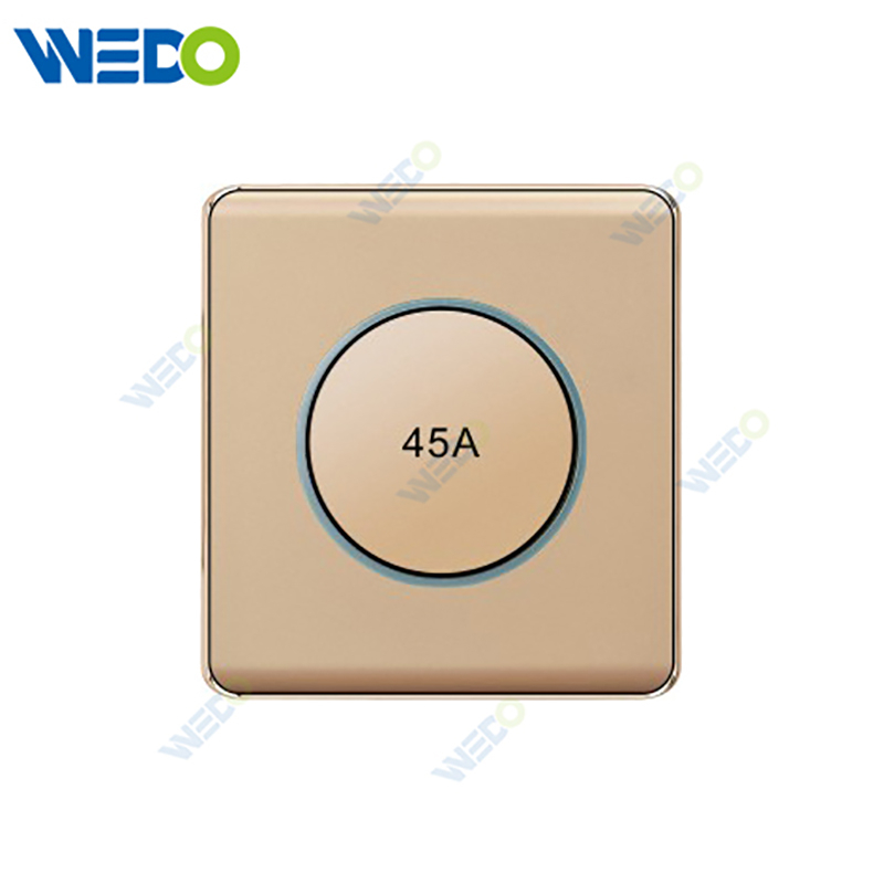 K2-P Series 45A Switch with LED Light Ring 250V Light Electric Wall Switch Socket 86*86cm PC Material with Chrome Frame Home Switches Twist Pattern