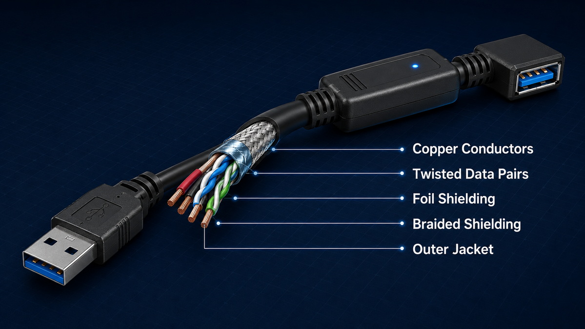 USB 3.0 Actieve kabel Interne structuur
