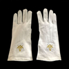White Cotton Golden Square Compass Freemasons Glove