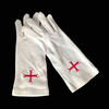 Embroidered Masonic Red Cross Gloves for Mason