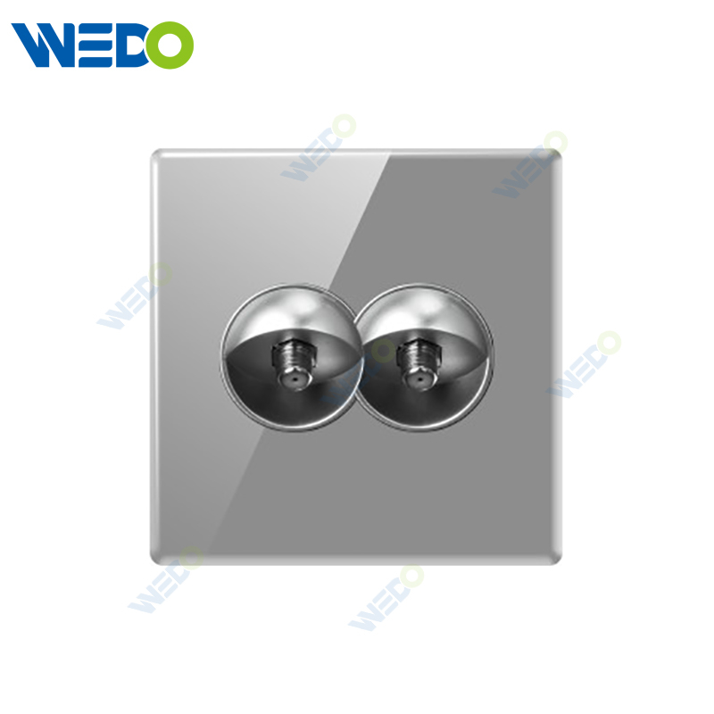 S6 Series SAT / Double SAT 250V Light Electric Wall Switch Socket Tempered Glass Material Modern Sockets