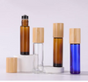 10ml 15ml clear blue amber glass roll on bottle with bamboo screw cap