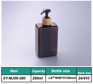 Square Plastic Shampoo bath cream Bottle Body Lotion Eco Friendly Fancy Holder Conditioner Jar with 24/410 Bamboo Pump