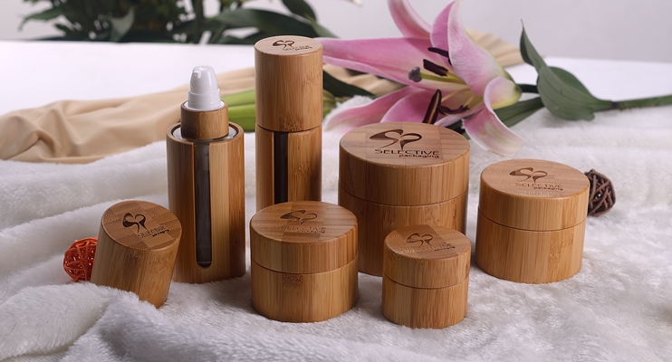 unquiet wooden & bamboo lid glass cosmetic jars 100g