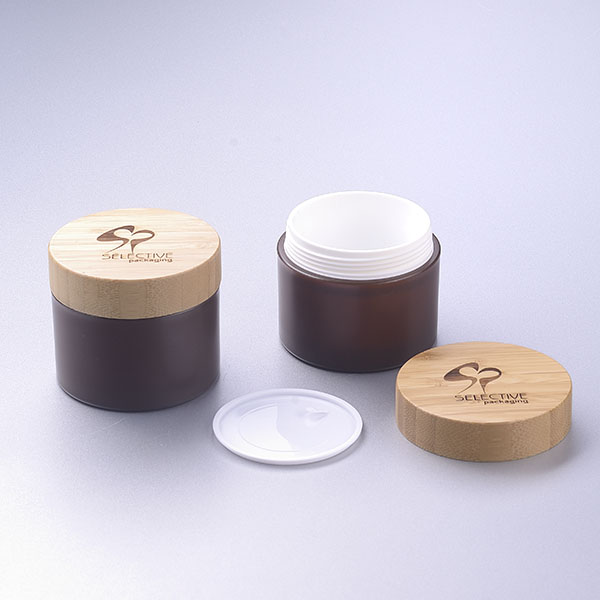 150g 200g 250g Large Body Cream Eco Friendly Pp Cream Jar Black with Bamboo Mason Jar Lid