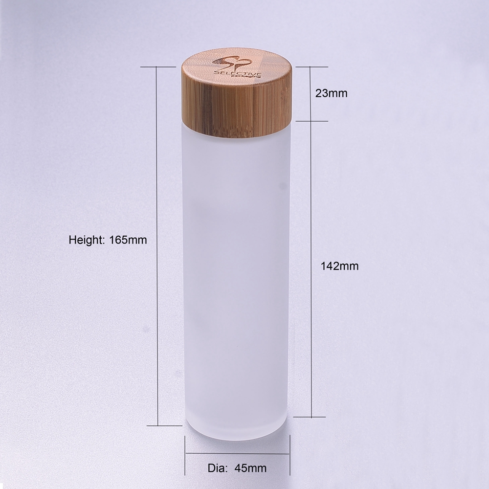 150ml cosmetic packaging frosted serum glass bottle with bamboo lids