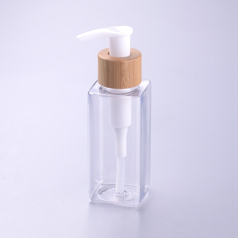 Square Scrub Solution Bottle Plastic Shampoo Bath Cream Bottle Body Lotion Eco Friendly Fancy Holder Conditioner Jar with 24/410 Bamboo Pump