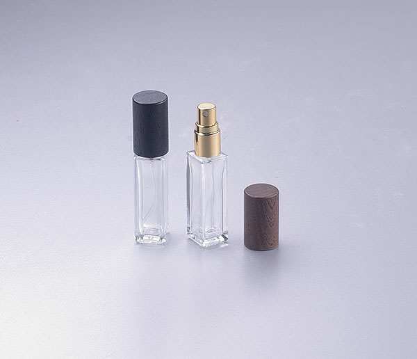 10ml Square Perfume Packaging Spray Glass Bottles with Wood Lids Wholesale