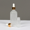 Essential oil round frosted clear glass aluminum shiny gold dropper bottle