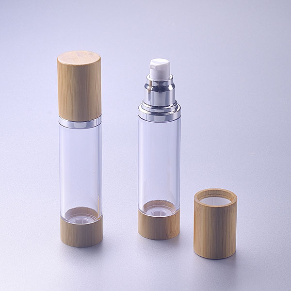 30ml 50ml 100ml bamboo lid cosmetic jar ABS plastic pump bottle lotion airless bottle