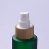 120ml green cosmetic frosted glass bottles glass bamboo lotion pump bottle