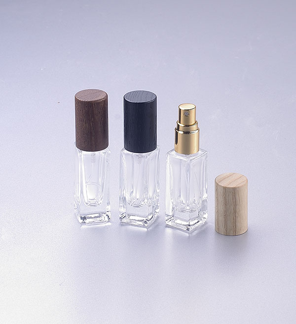 30ml Square Perfume Packaging Spray Glass Bottles with Wood Lids Wholesale