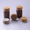 60ml 75ml 100ml 150ml 200ml medical amber glass pill supplement capsule bottle with bamboo child resistant cap