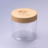 Round Clear 500G SKin Cream Jar Storage Jar Ect with 89/400 Bamboo Cap Bamboo Lid 