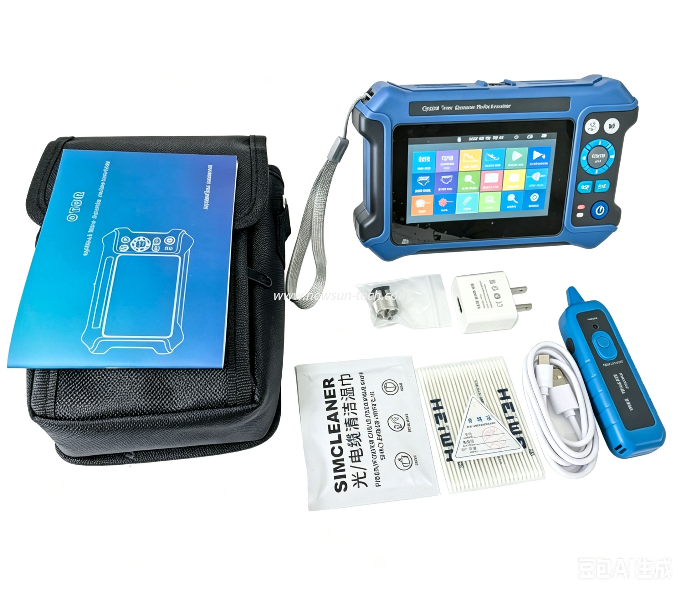 NS-K33 4.3-inch Handheld 16-in-1 Mini OTDR Fiber Tester with OPM VFL RJ45 Test