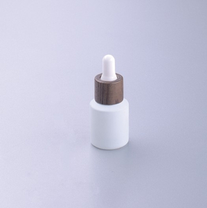 15ml Wood Packaging White Glass Dropper Bottle with wooden Lid wooden pump