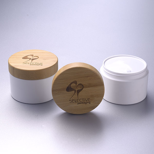 150g 200g 250g Large Body Cream Eco Friendly Pp Cream Jar Black with Bamboo Mason Jar Lid