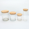 Eco friendly Glass food storage bottle glass jar with bamboo wooden lid for food candy