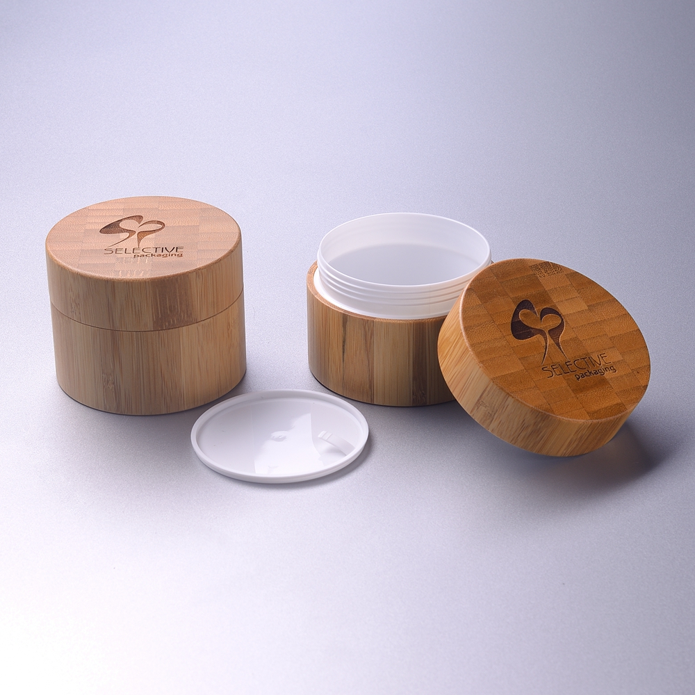 Full range 5g 15g 30g 50g 100g 200g 250g empty bamboo cover PP inner bamboo cosmetic packing cream jars