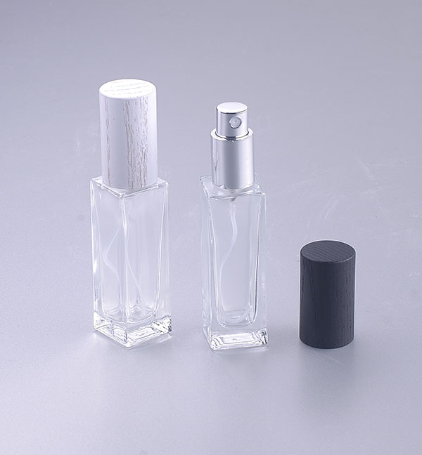 50ml Square Perfume Packaging Spray Glass Bottles with Wood Lids Wholesale