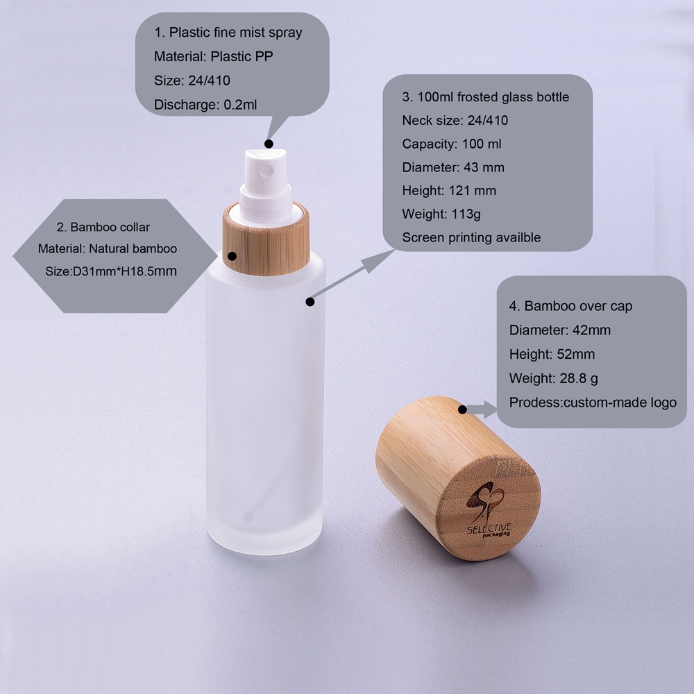 100ml Frosted Glass Lotion Pump Bottle And Spray Bottle