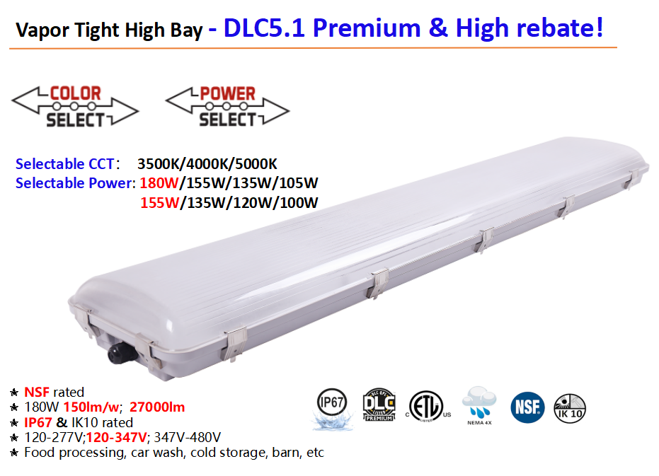 Lumen, CCT Tunable LED Vapor Tight High Bay