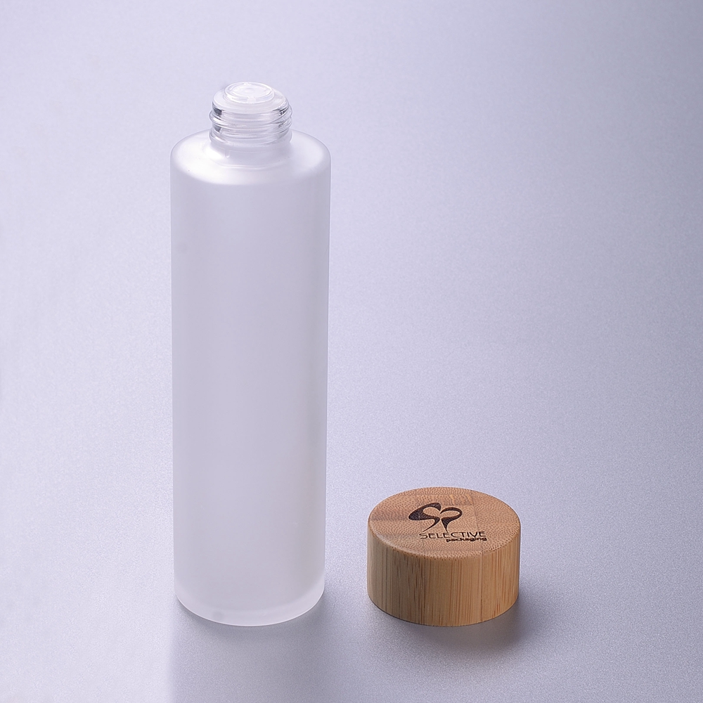 150ml cosmetic packaging frosted serum glass bottle with bamboo lids