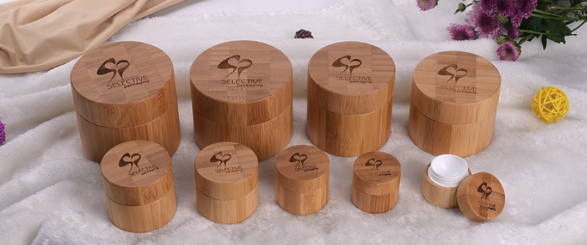 Bamboo cosmetic packaging jars