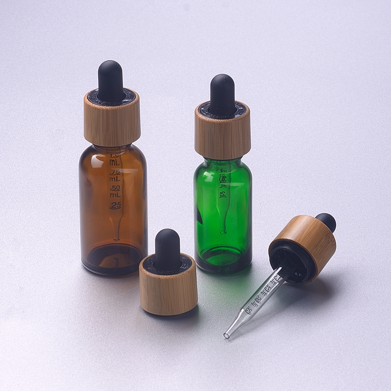 Tincture bottle packaging Essential Oil Serum Dropper 10ml 15ml 20ml 30ml 50ml 100ml glass bottles with bamboo child resistant dropper