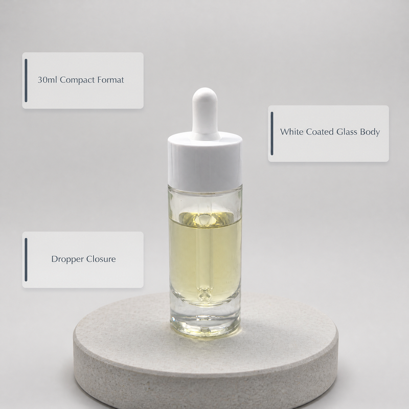 30ml White Sprayed Glass Dropper Bottle for Lotion Serum Essential Oil Skincare Cosmetic Packaging Wholesale Supply