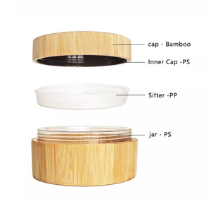 10g 20g 30g bamboo Loose Powder jar With Sifter Empty Round Loose Powder wood Jar