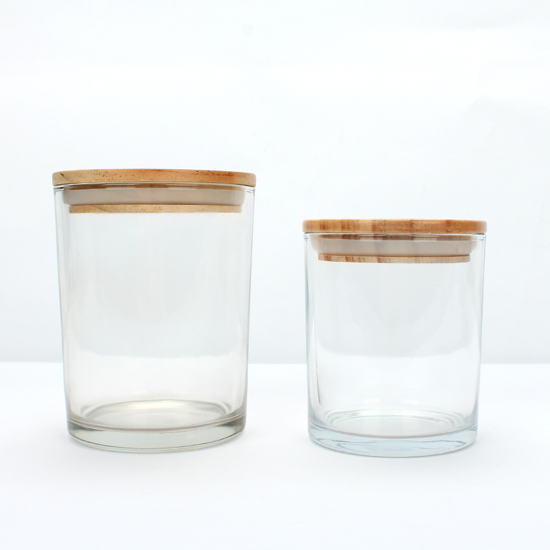 Eco friendly Glass food storage bottle glass jar with bamboo wooden lid for food candy