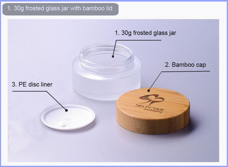 30G Frosted Glass Jar with Bamboo Cap