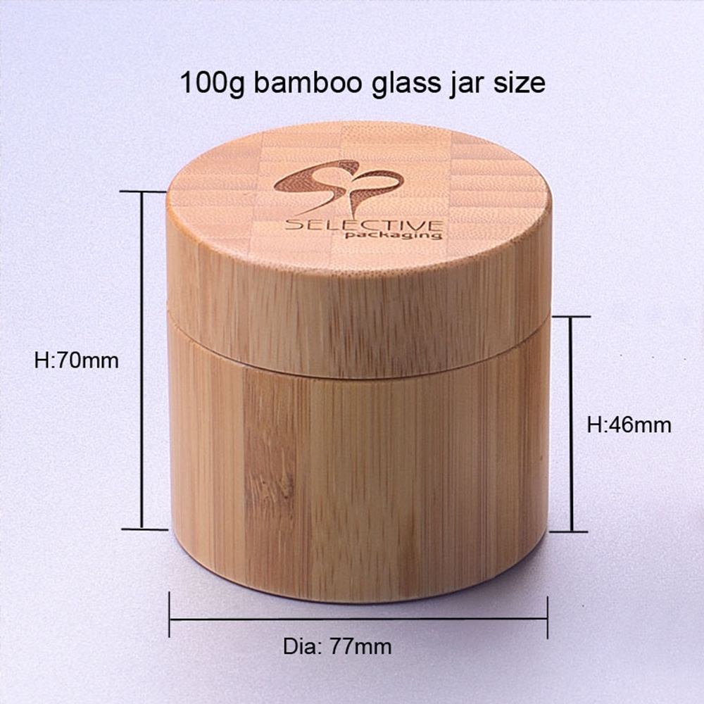 unquiet wooden & bamboo lid glass cosmetic jars 100g
