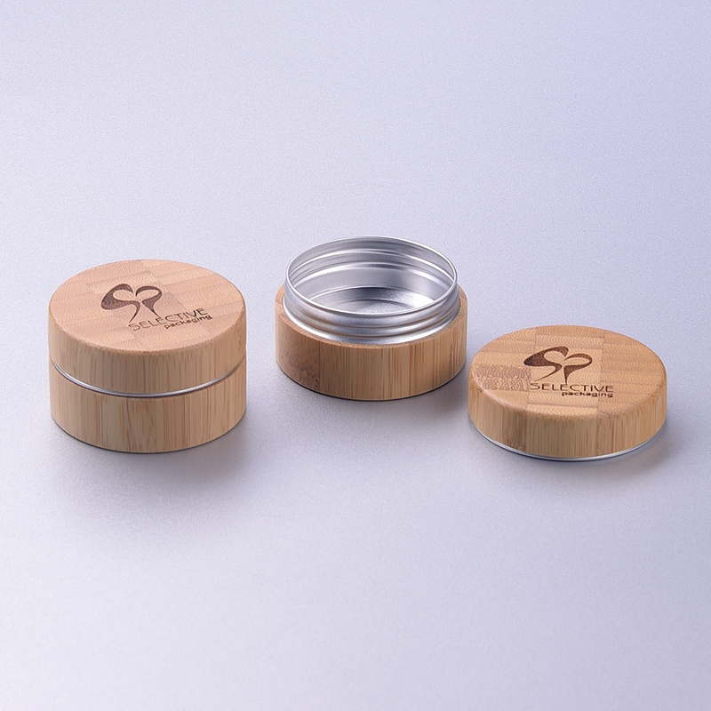 Test-----Unique 15g Eco Aluminum Wooden Jar with Bamboo Lid Cosmetic Cream Jars Bamboo Packaging