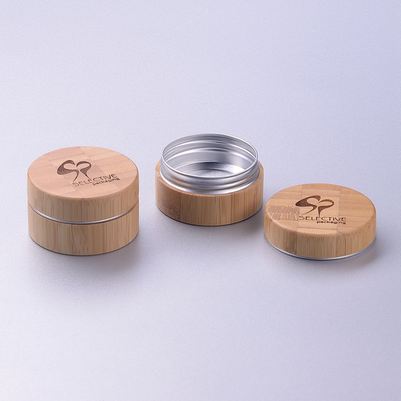 Unique 15g Eco Aluminum Wooden Jar with Bamboo Lid Cosmetic Cream Jars Bamboo Packaging