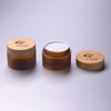Round Frosted Amber 150G SKin Cream Jar Storage Jar Ect with Bamboo Cap Bamboo Lid 