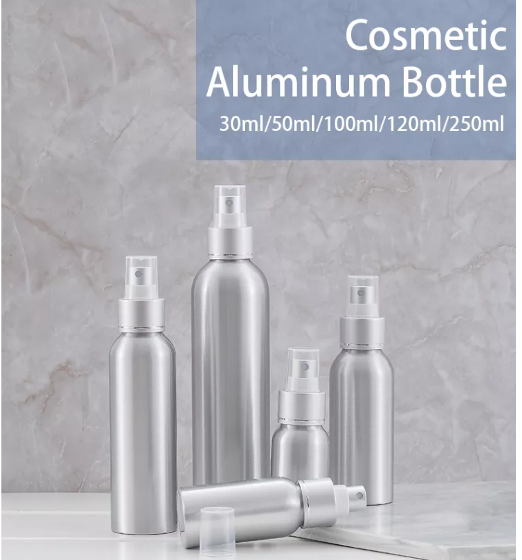 30ml 50ml 100ml 120ml 250ml aluminum bottle silver cosmetic aluminum spray bottle