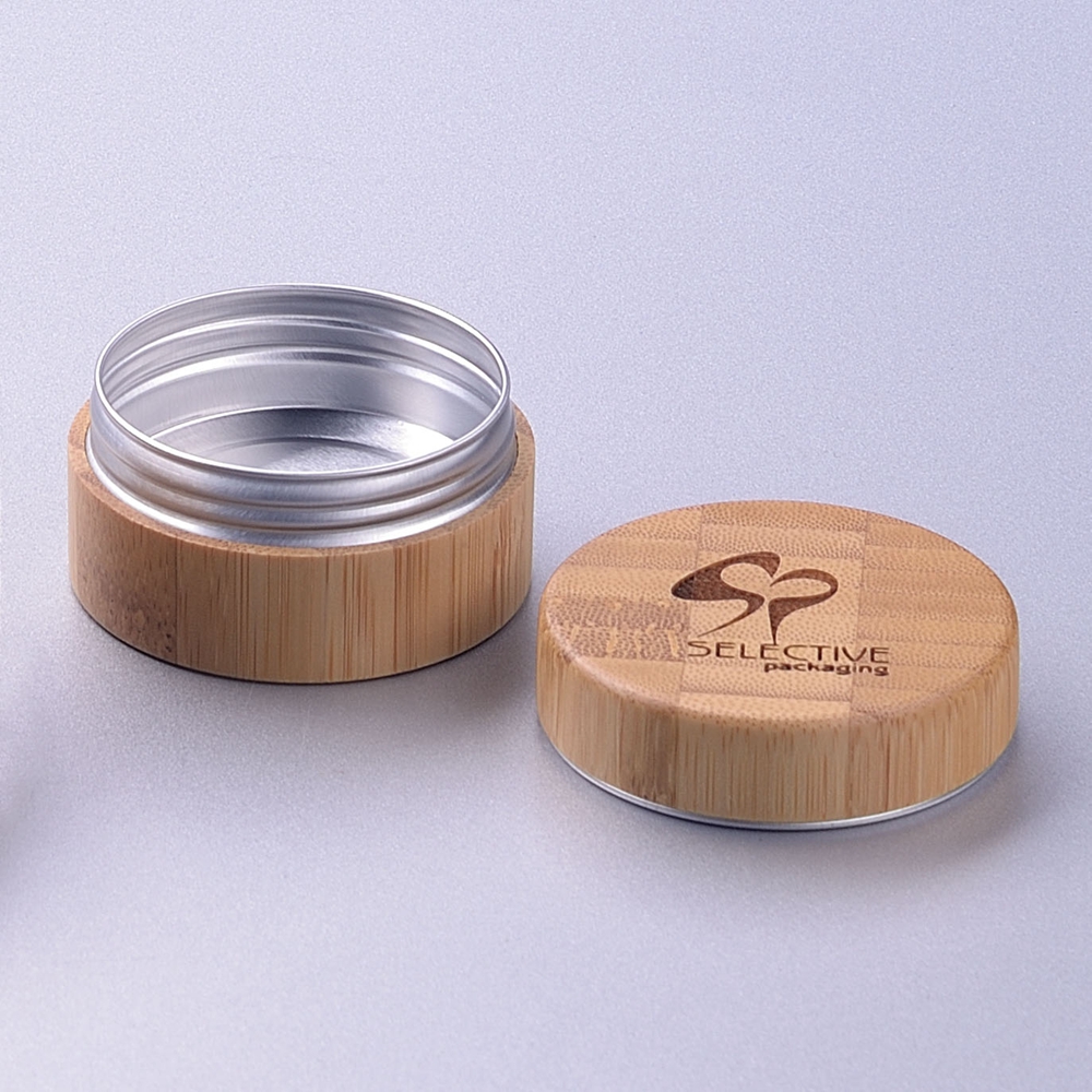 Unique 15g Eco Aluminum Wooden Jar with Bamboo Lid Cosmetic Cream Jars Bamboo Packaging