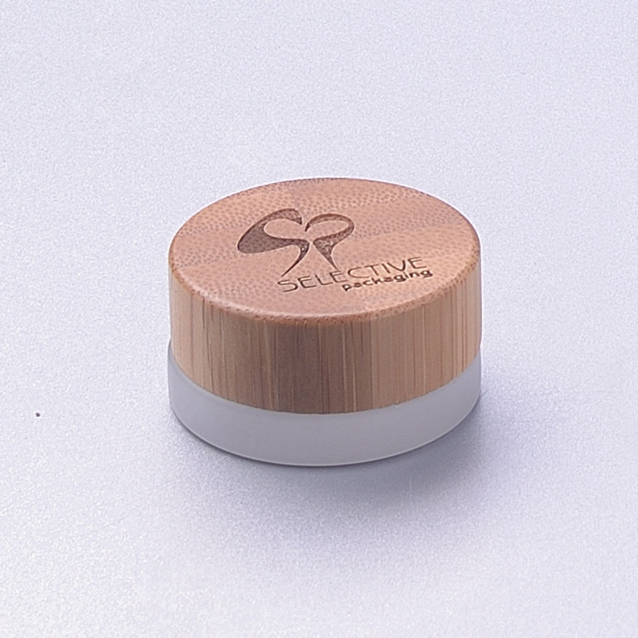 Hot Sale 5g Cosmetic Face Frosted Glass Cream Jars with bamboo cap