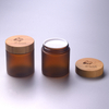 250G 9oz Round Frosted Amber SKin Cream Jar Storage Jar Ect with Bamboo Cap Bamboo Lid 