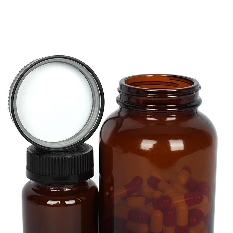 Empty 60ml 100ml 120ml 150ml 200ml 250ml child resistant glass jar capsule bottles health care supplement pill jar bottle