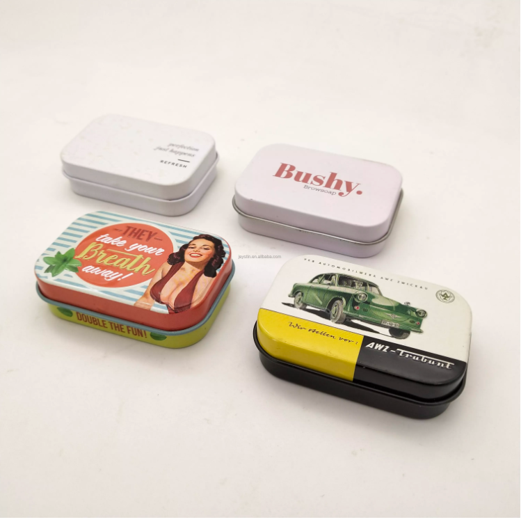 Wholesale Sliding rectangle tins embossed Child Resistant Metal Tin Case Packaging Box