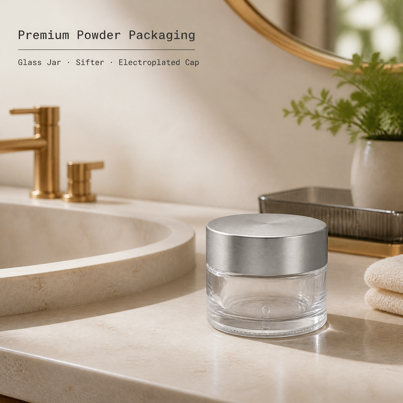 200G 7oz Round transparent Powder Jar Butter Jar with Sifter And Aluminum Screw Cap 